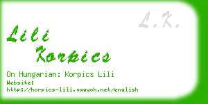 lili korpics business card